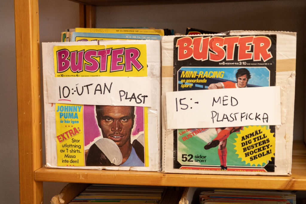 Gamla Buster-tidningar till försäljning